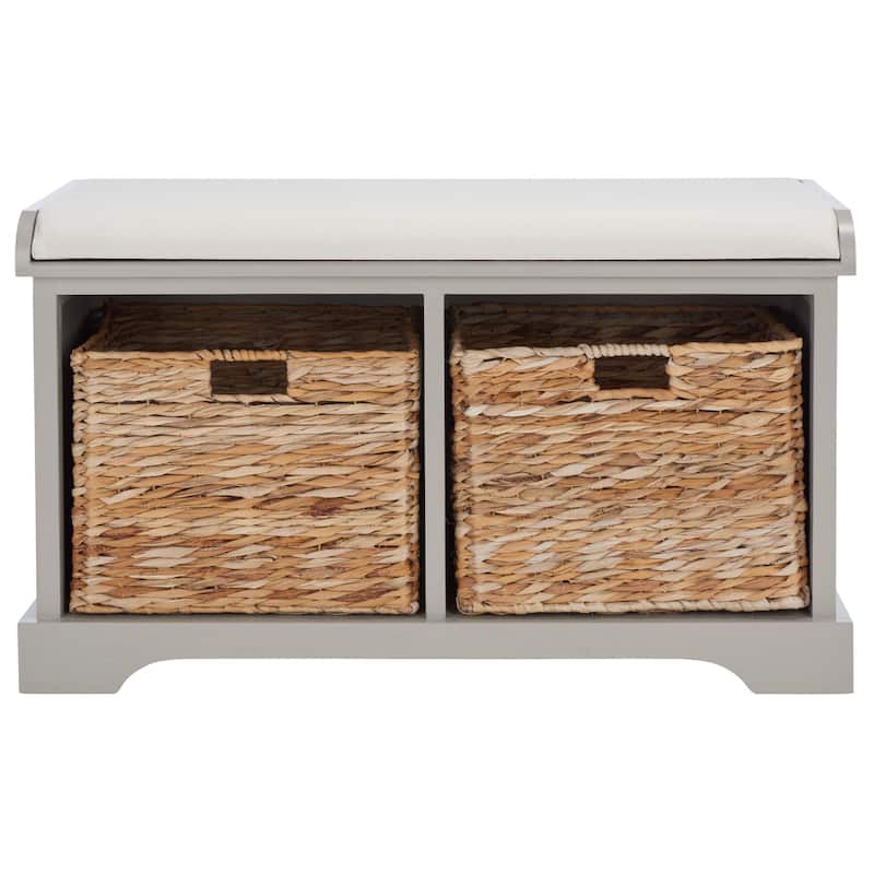 SAFAVIEH Euphemia Brown Woven Storage Basket Bench - 33.5" x 16.1" x 19.9" - 34Wx16Dx20H