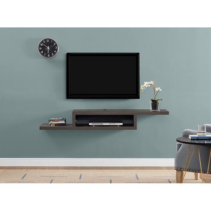Asymmetrical Wall Mounted TV Console Entertainment Center Wall Decor Shelve Storage - 60" - Skyline Walnut