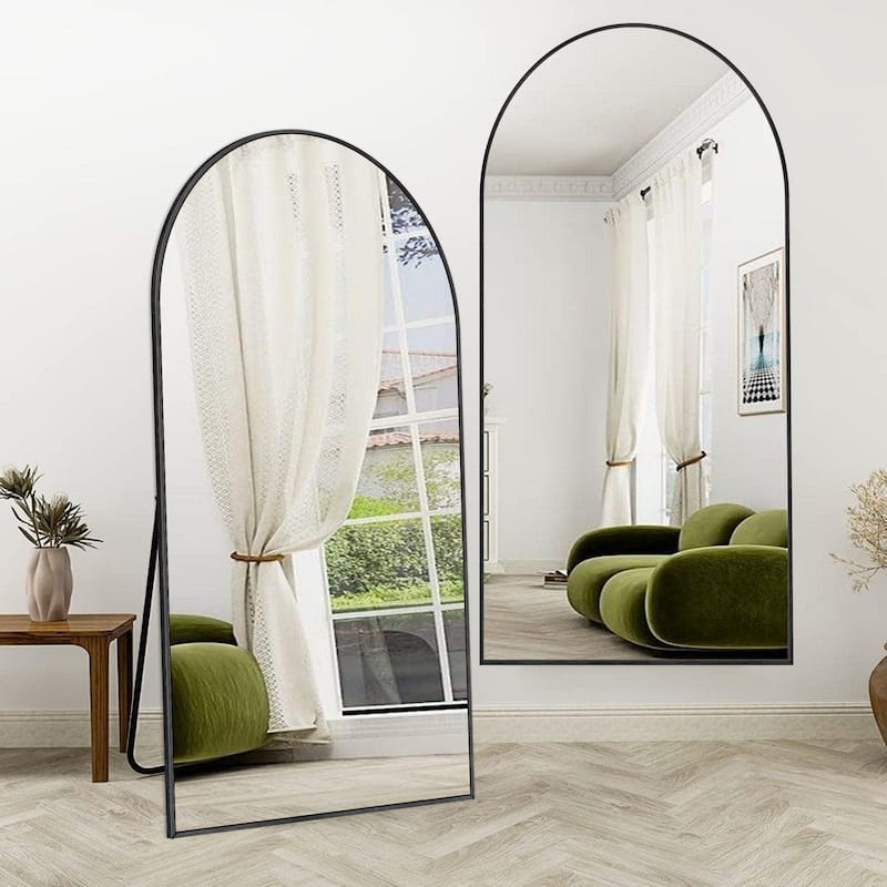 Modern Arched Full Length Aluminum Alloy Floor Mirror Standing Mirror