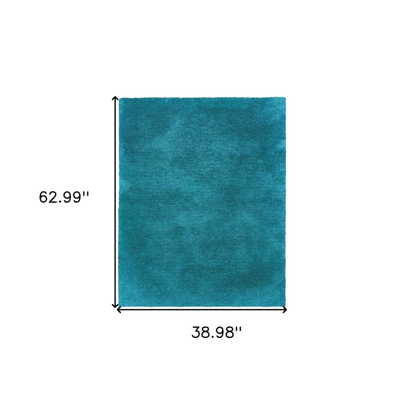 HomeRoots Solid Color Shag Rectangle Area Rug - 62.99 in. x 38.98 in. x 1.60 in.