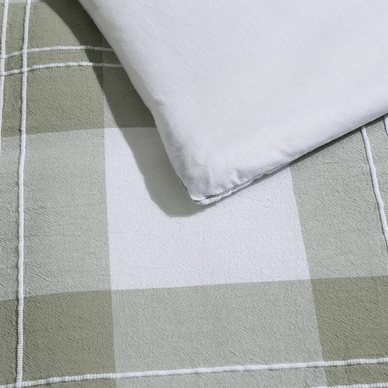 Eddie Bauer Mountain Embroidery Plaid Cotton Green Comforter Set