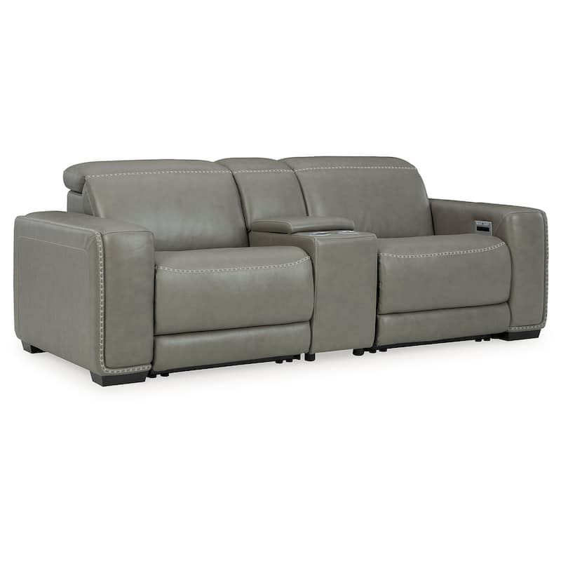 Signature Design by Ashley Correze Gray 3-Piece Power Reclining Sectional Loveseat with Console - 88.5"W x 41"D x 33.25"H