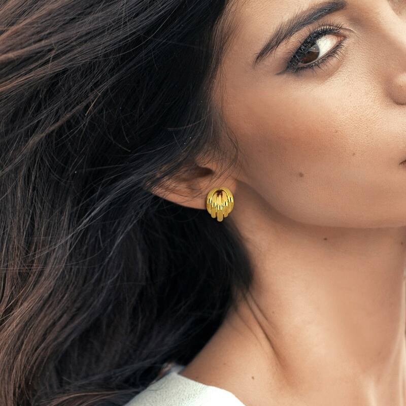 Miadora Five Row Half Hoop Earrings in 10k Yellow Gold