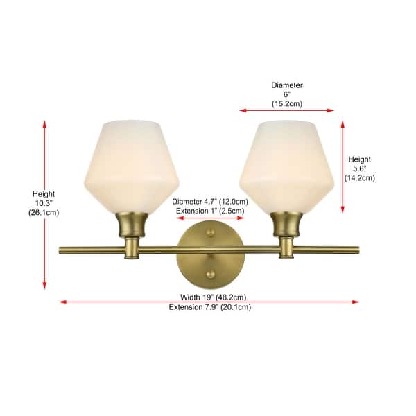 Elegant Lighting Gene 2 Light 19" Wide Bathroom Vanity Light with