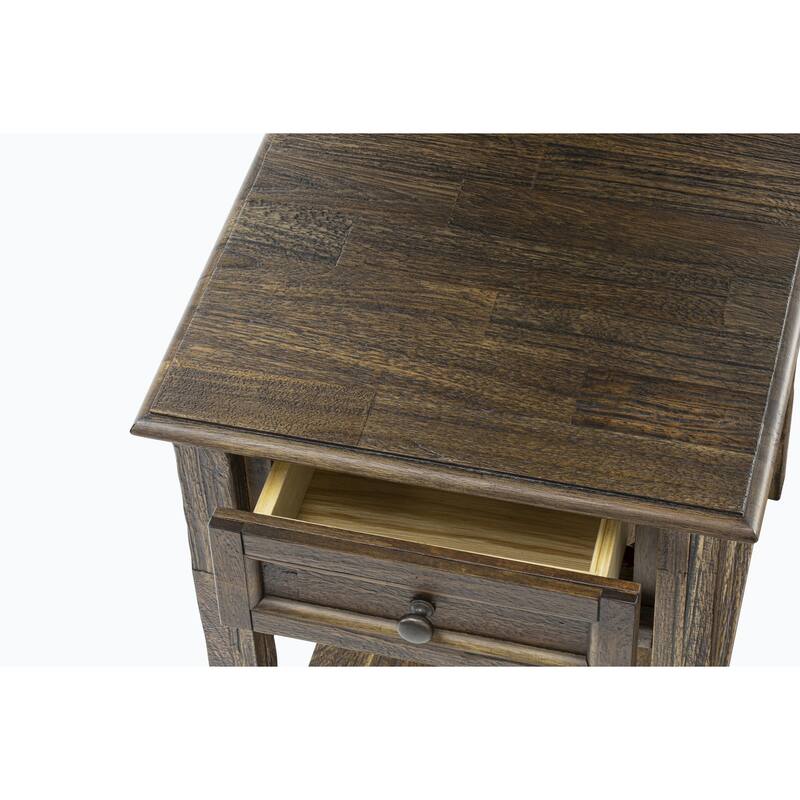 East West Furniture Denison Night Stand - Rectangle Modern End Table with a Drawer for Bedroom, 24x19 Inch, (Finish Options)