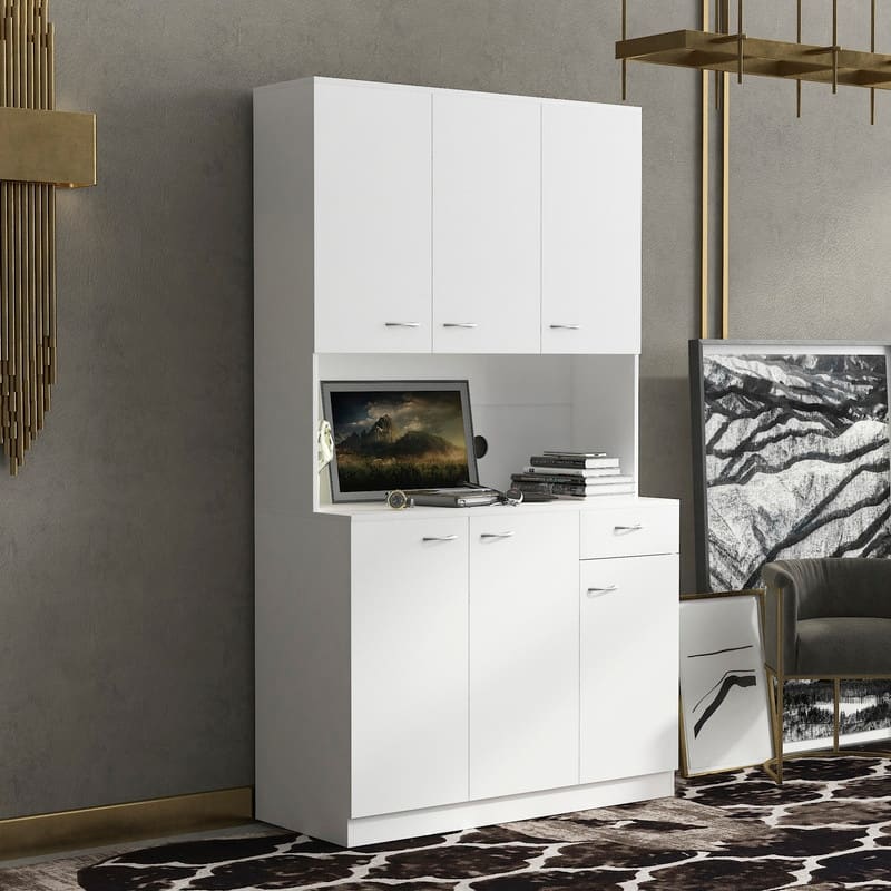 Modern Kitchen Pantry Cabinet with Doors,Wood Kitchen Storage Cabinet