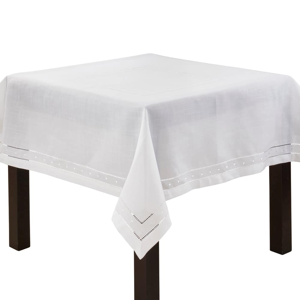 Classic Hemstitch with Embroidered Border Tablecloth
