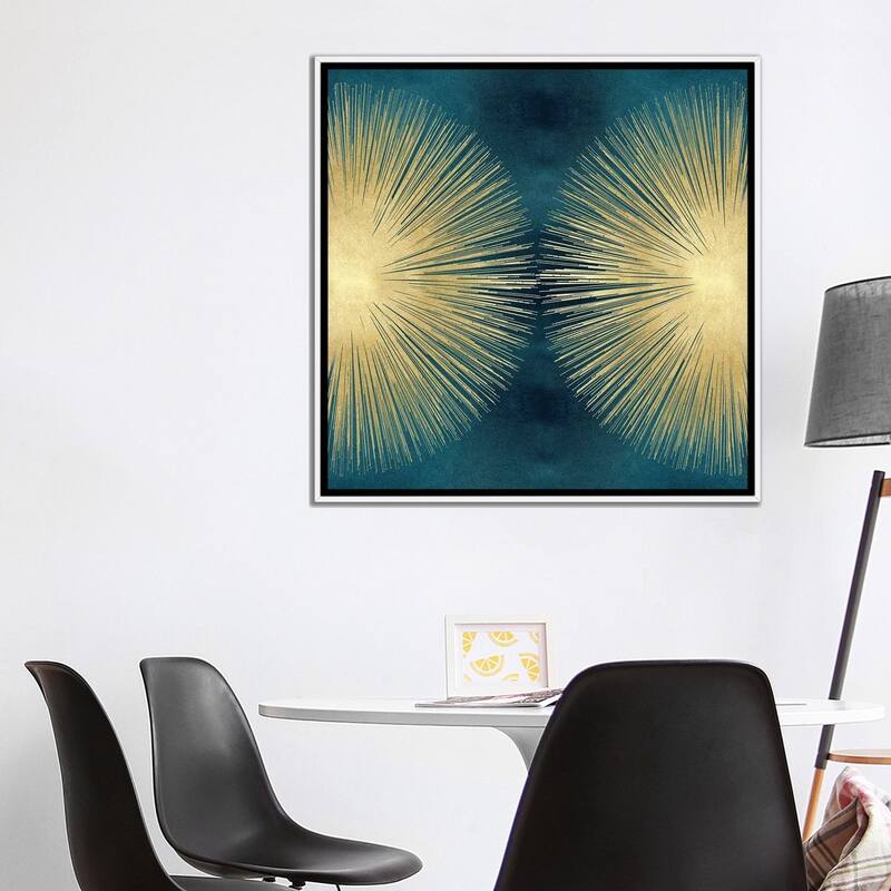 iCanvas "Sunburst Gold On Teal II" by Abby Young Framed Canvas Print