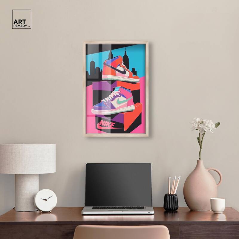 City Pop Sneakers Shadowbox by Art Remedy