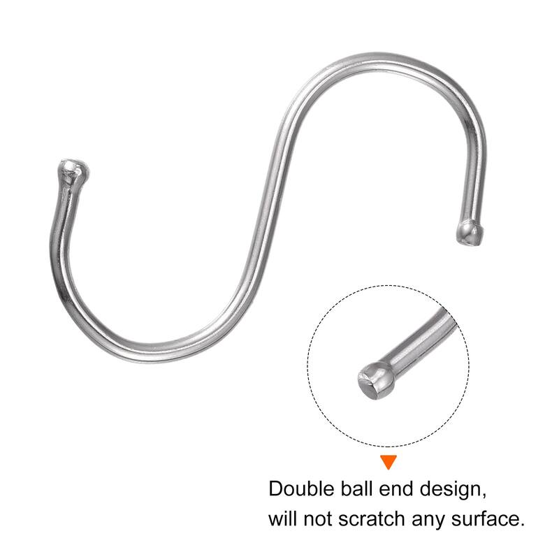 S Hooks Stainless Steel Hangers for Hanging Bathroom Supplies, Apparel - 65mm