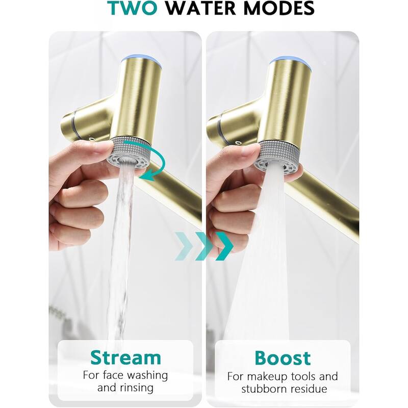 Lefton Rotatable Single Hole Bathroom Sink Faucet with Built-in Filter, Temperature Display in Fahrenheit, 2 Water Modes