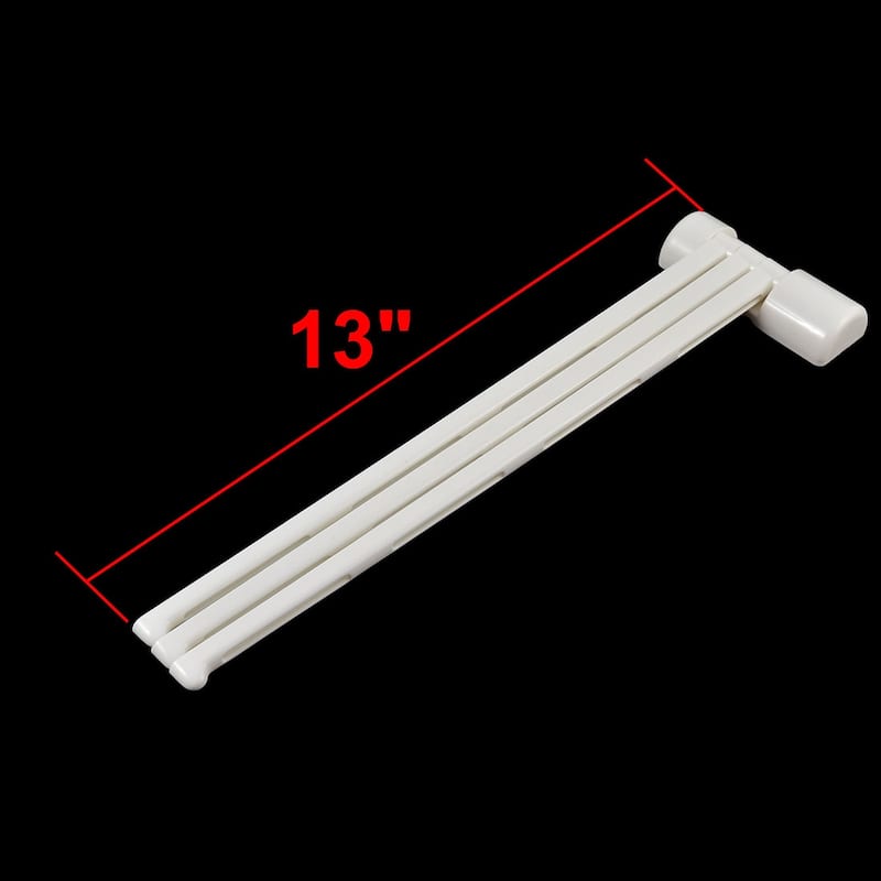 Kitchen Bathroom Swing 3 Arms Towel Hanger Holder White 13" Long - 13" x 3.7" x 0.8"(L*W*T).