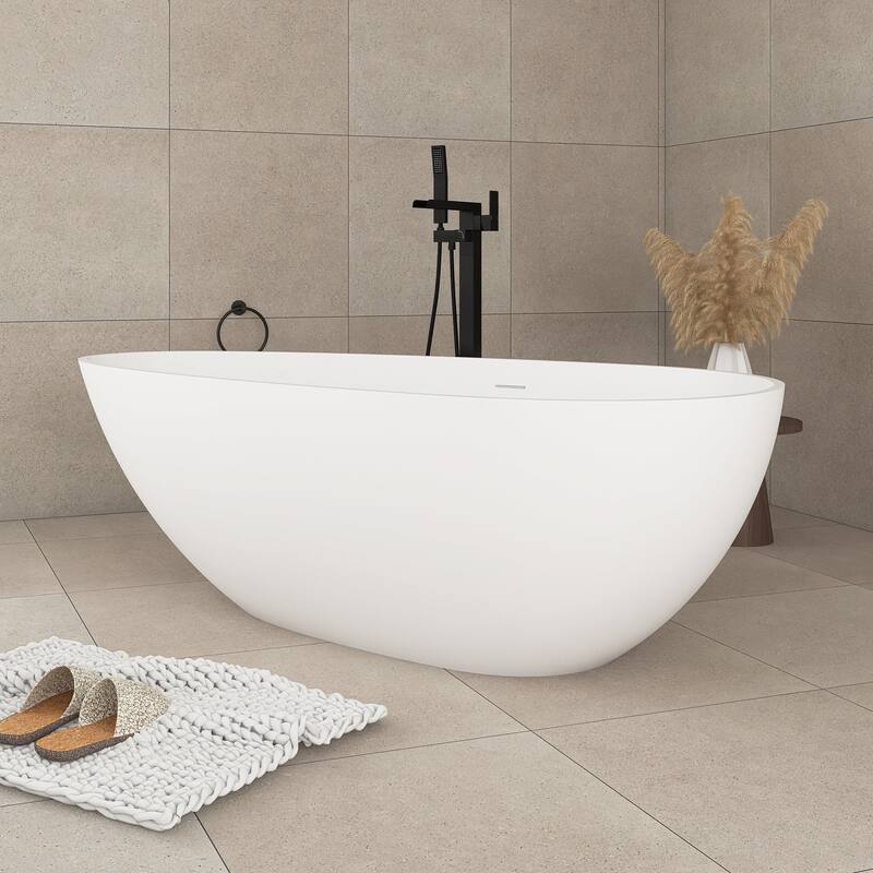 Solid Surface Freestanding Bathtub in Matte White - 67" x 34"
