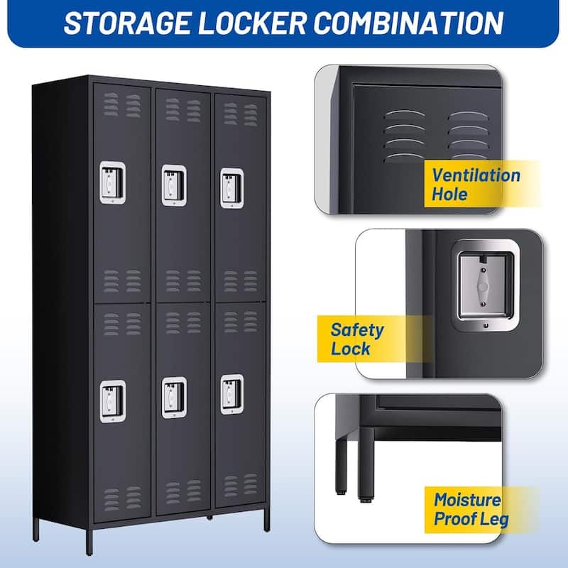 6 Doors Steel Storage Locker Cabinet for Home, Office - N/A