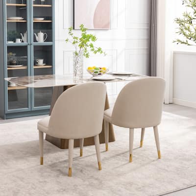 Set of 2 Modern Upholstered Dining Chairs with Solid Wood Legs