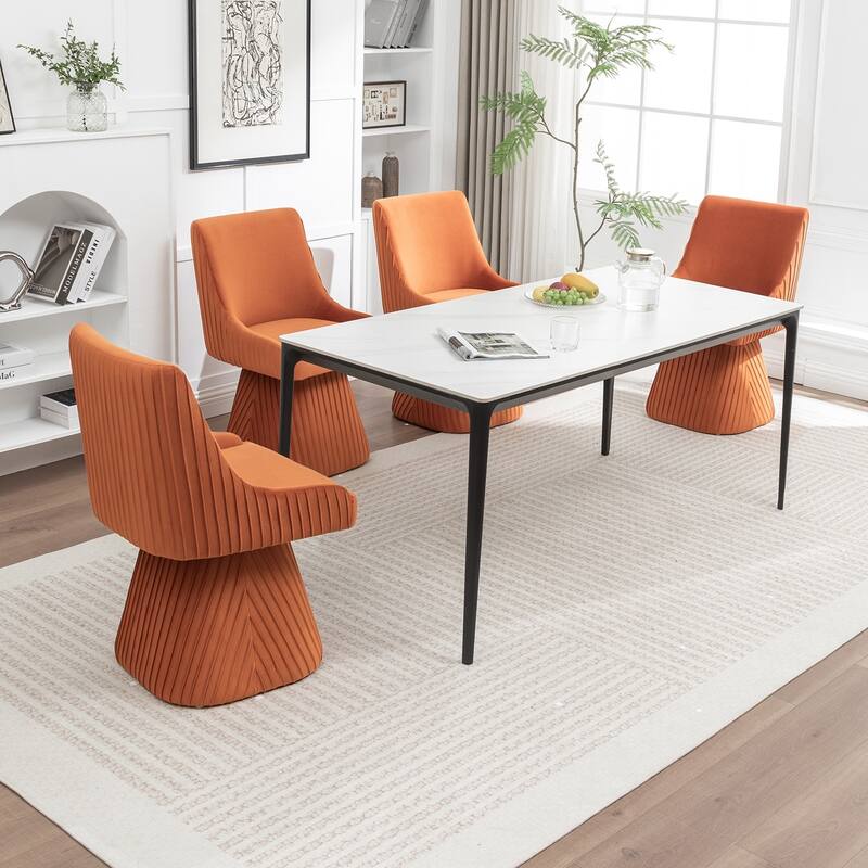 SEYNAR Modern Velvet 360 Degree Swivel Armless Dining chair Set of 4
