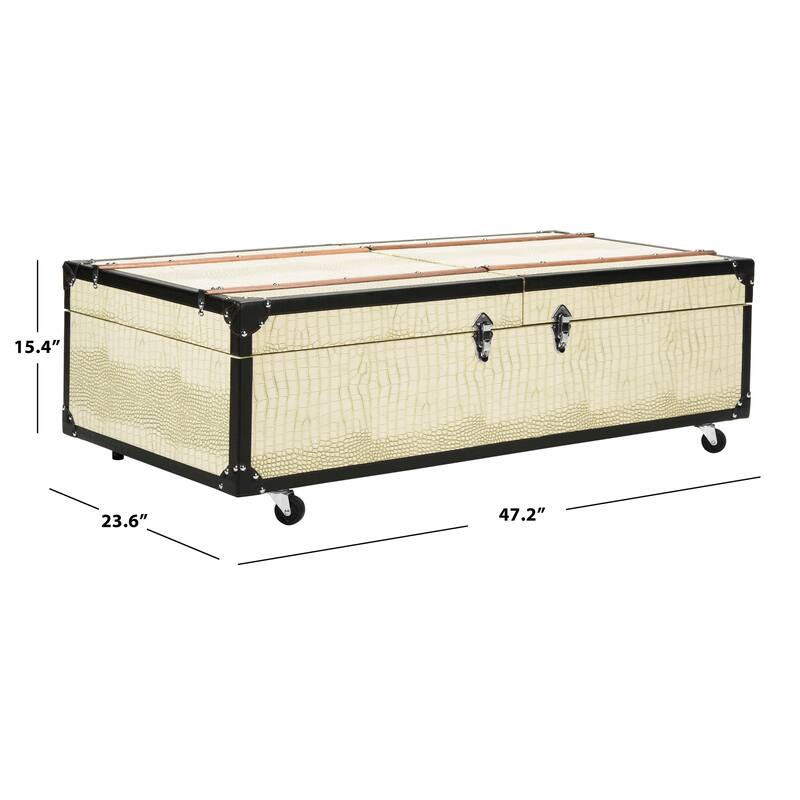 SAFAVIEH Zoe Coffee Table Storage Trunk with Wine Rack 47.2" x 23.6