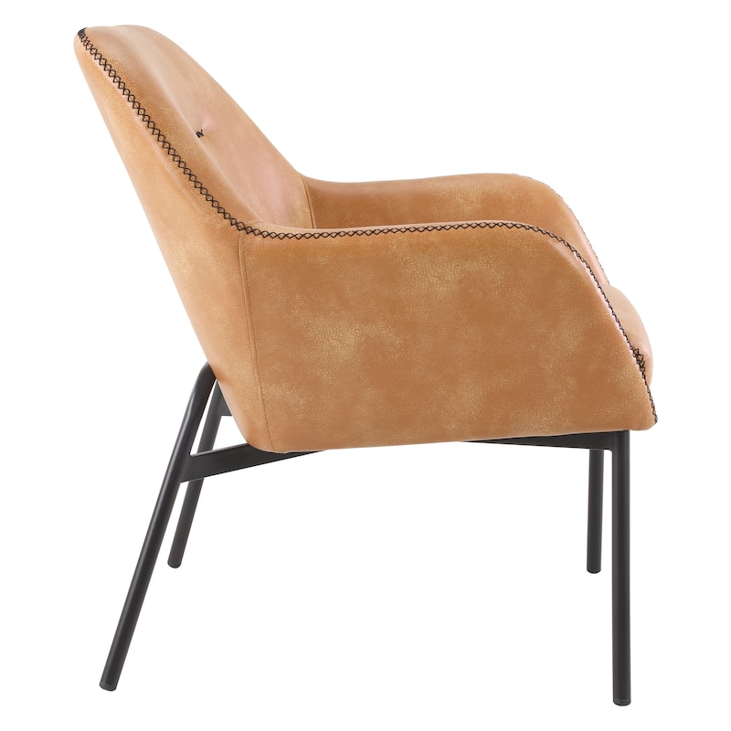 Brooks Accent Chair in Faux Leather with Stitch and Black Legs