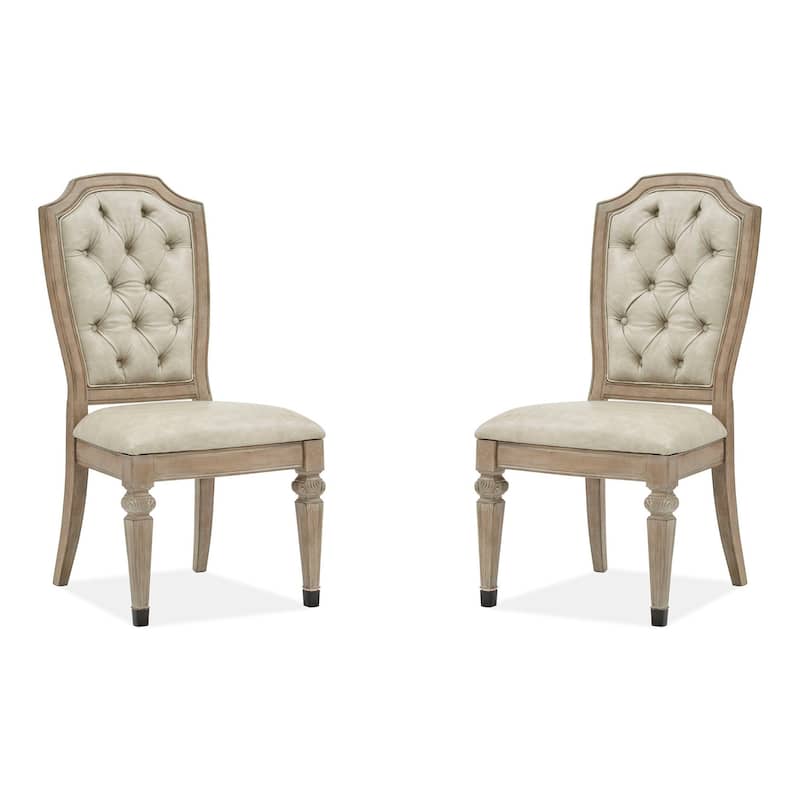 Magnussen Home Marisol Fawn Upholstered Side Chair Two Pack - 21''W x 25''D x 42''H - 21''W x 25''D x 42''H - Set of 2 - Fawn - Dining Height