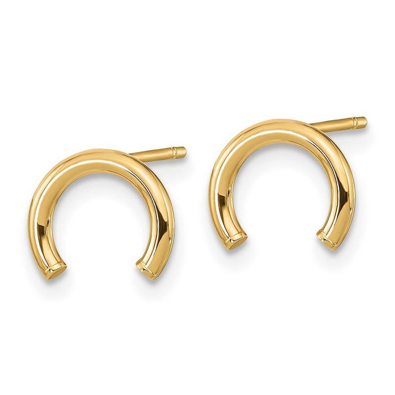 Curata 10k Yellow Gold Polished U Shape Tube Post Earrings - 8.7x9.5mm