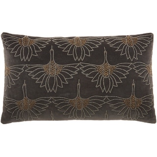 Mina Victory Beaded Flowers Throw Pillow