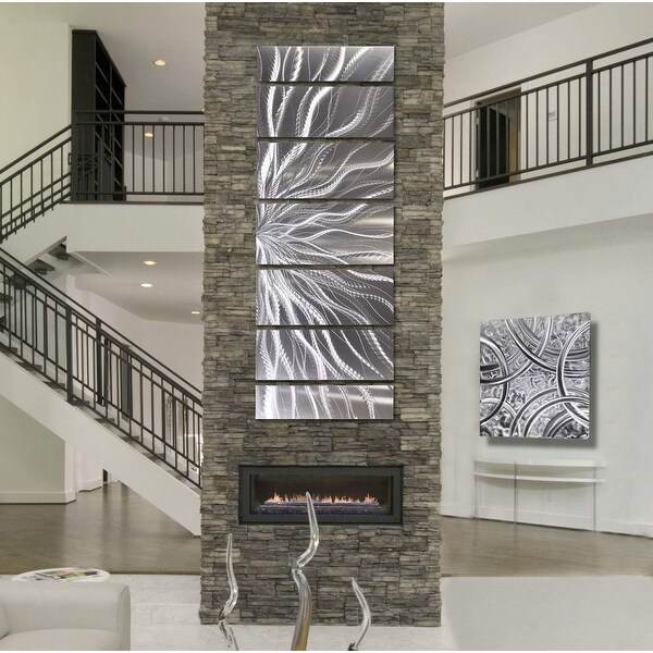 Statements2000 Silver Modern Metal Wall Art Sculpture Panels by Jon Allen - Galactic Expanse XL