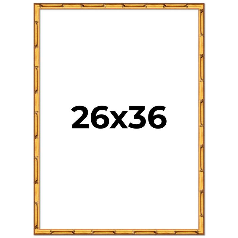 26x36 Frame Gold Bamboo Picture Frame Modern Photo Frame Includes UV Acrylic Shatter Guard Front Acid Free Foam Backing Board