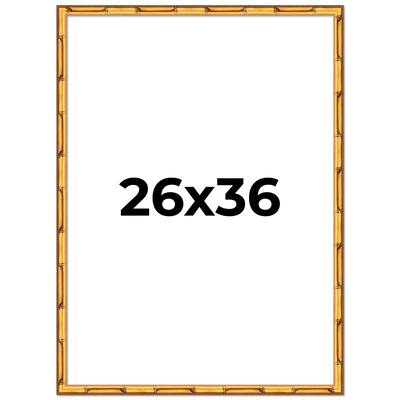 26x36 Frame Gold Bamboo Picture Frame Modern Photo Frame Includes UV Acrylic Shatter Guard Front Acid Free Foam Backing Board