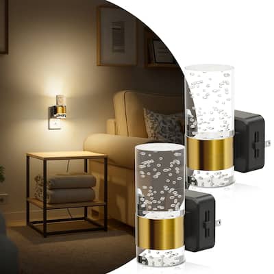 YANSUN Plug-in Bubble Acrylic Wall Night Light, 3000K Warm Dimmable, Light Sensor