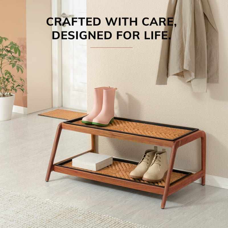 Jani Double-Tier Natural Stand 3-Pair Rubber Boot Trays