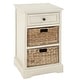 preview thumbnail 45 of 87, Cream, Teal, White or Brown Wood 2 Baskets and 1 Drawer Storage Unit - 16 x 13 x 28