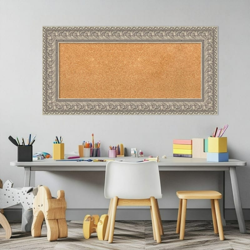 Sydney Silver Framed Cork Board - Bulletin Board, Organization Board, Pin Board