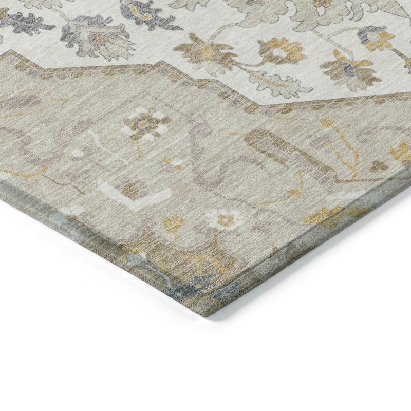 Machine Washable Indoor/ Outdoor Traditional Medallion Chantille Rug