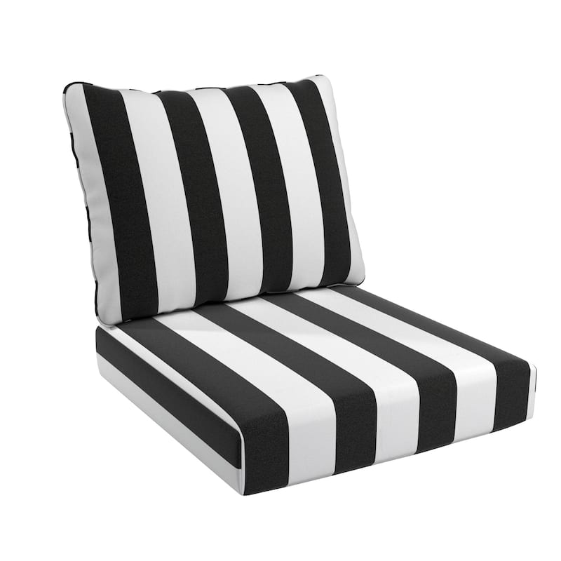 California Umbrella Outdoor Deep Seat Cushion Set, 24" x 48", 5.5" Thick Seat, Solstice Olefin Fabric - Black/ White