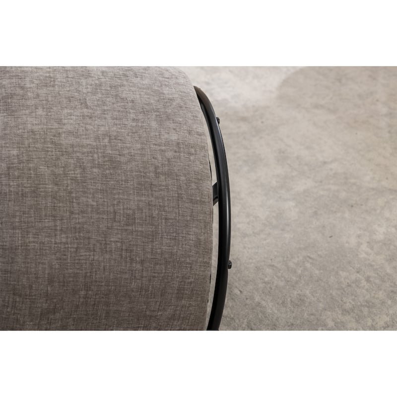 Gray Chenille 25.6" Swivel Barrel Chair with Black Coating