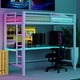 preview thumbnail 52 of 64, Gaming Loft Bed with RGB LED Light & USB Charge Station, Metal Loft Bed Frame w/Built-in Desk & Full-Length Guardrails