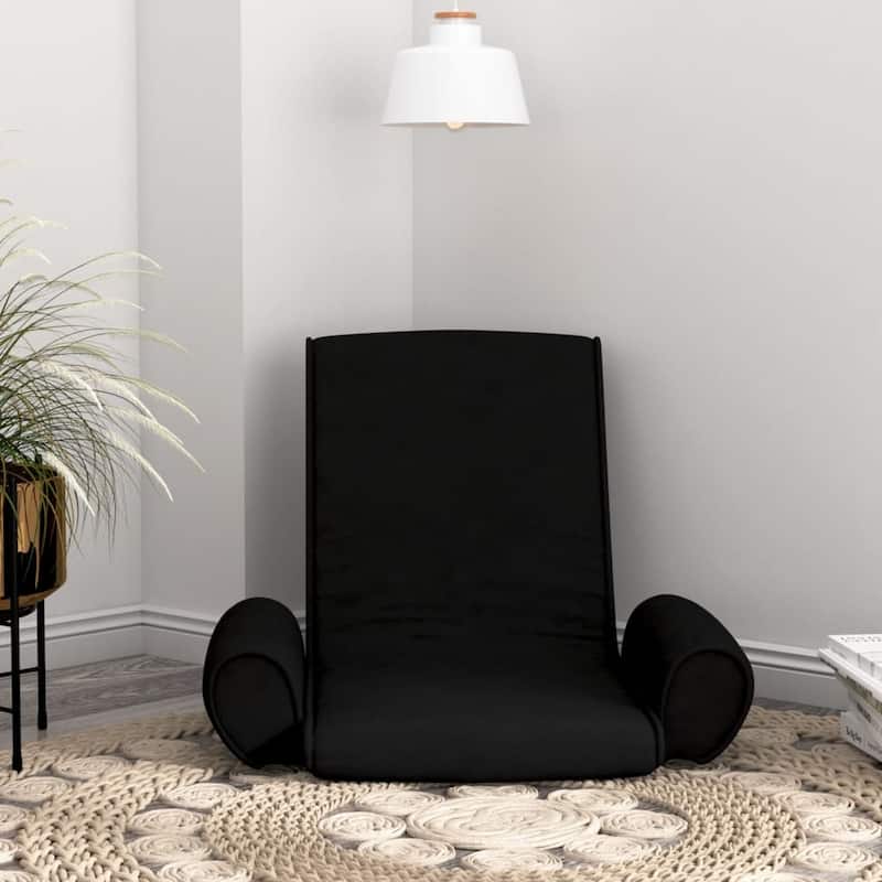vidaXL Folding Floor Chair Black Fabric - Black