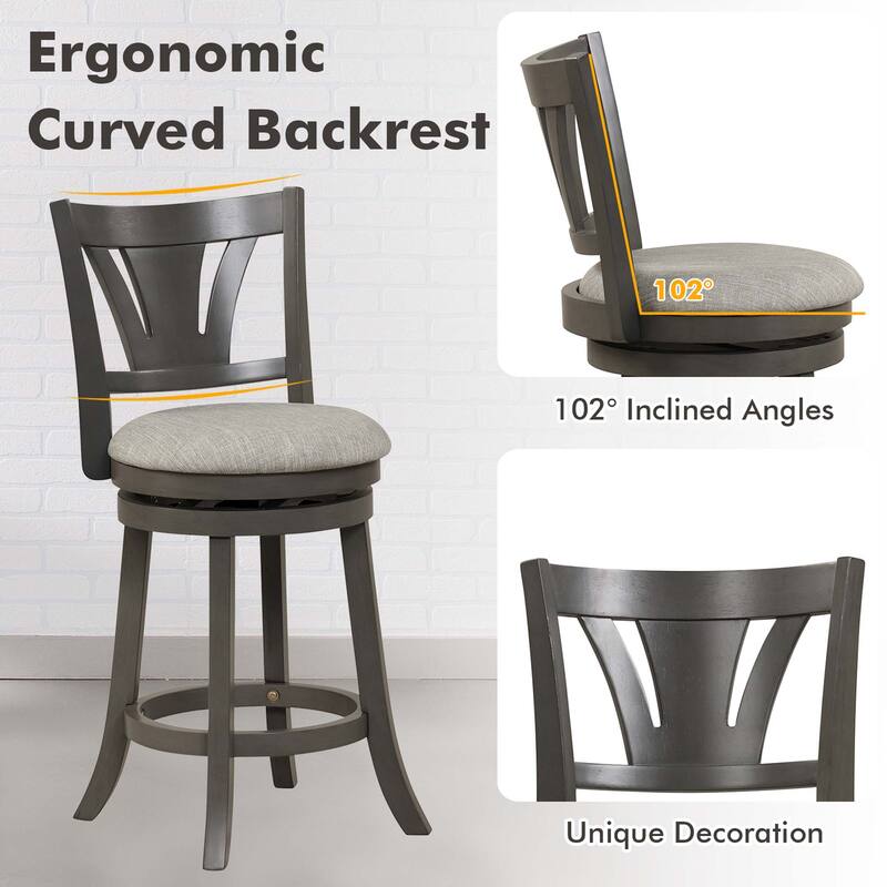 1/2/4 PCS 26.5'' Swivel Bar Stool Counter Height w/ Rubber Wood Legs