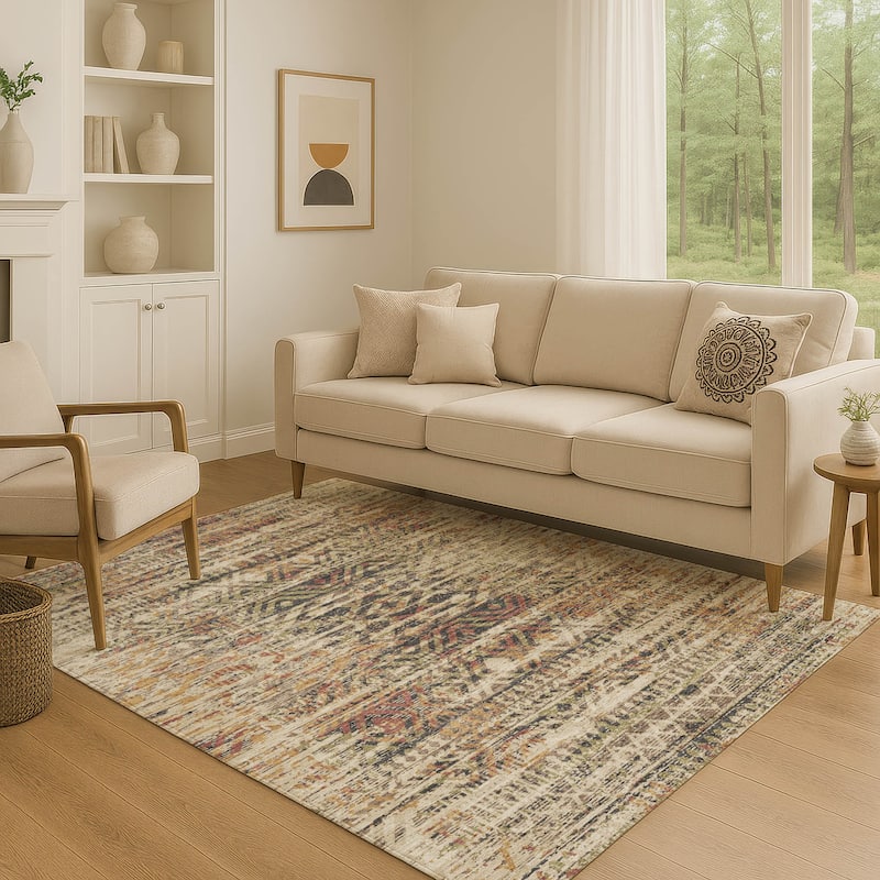 Premium Washable Super Soft Modern Global Mayfield Rug - Beige - 2'6" x 3'10"