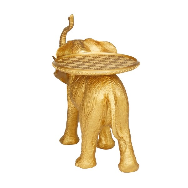 Gold Polystone Elephant Decorative Sculpture - On Sale - Bed