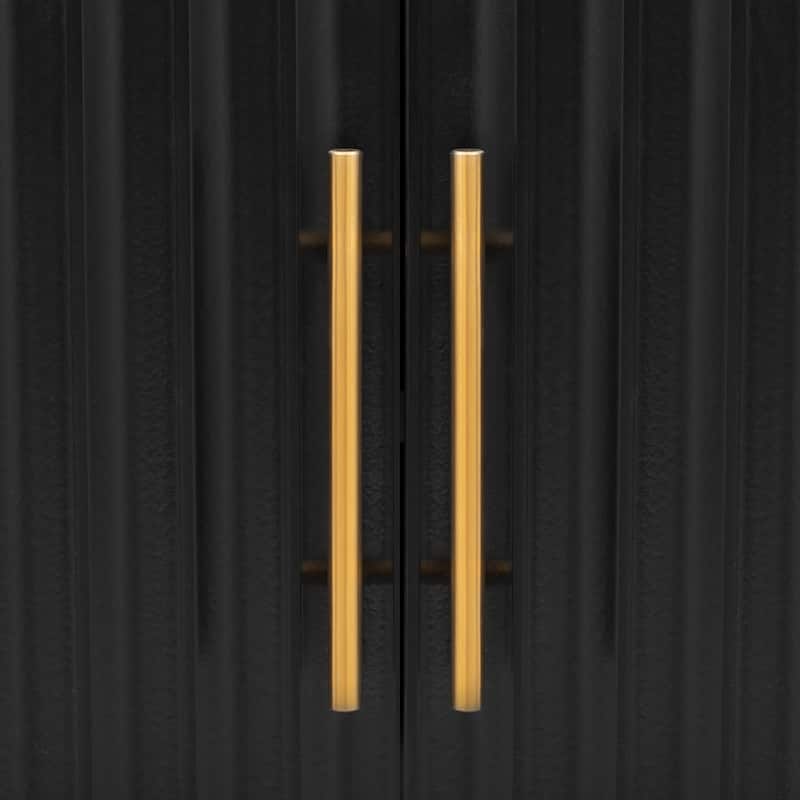 Elegant 3-Door Storage Cabinet with Metal Handles, Vertical Grain Design, Durable MDF Construction for Corridors,Living Rooms