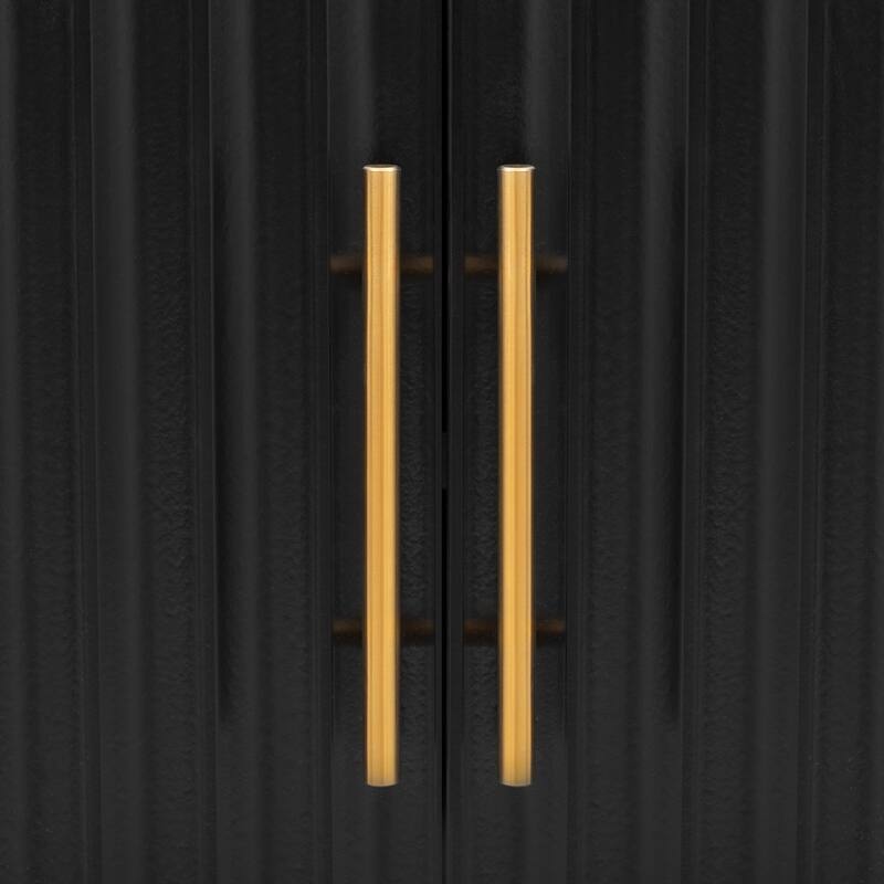 Stylish 3-Door Sideboard Buffet Cabinet with Vertical Pattern & Metal Handles for Hallway & Living Room