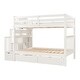 preview thumbnail 17 of 22, Full Over Full Bunk Bed Wooden Storage Bed with Storage Stairs, 2 Bedend Drawers and Side Book Shelf, Convertible Platform Bed