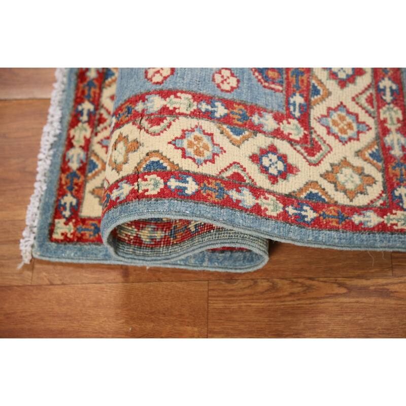 Light Blue Kazak Foyer Rug Handmade Wool Carpet - 2'0" x 3'0"