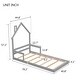 preview thumbnail 2 of 15, Twin House-Shaped Headboard Floor Bed with Handrails ,Slats