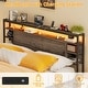 preview thumbnail 35 of 75, Bed Frame with Charging Station and RGB LED Lights, Sturdy Platform Bed with Storage Headboard,