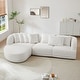 preview thumbnail 11 of 59, Contempory Curved L-Shaped Sectional Sofa with Chaise – Extra Wide White Upholstered Luxury Lounge