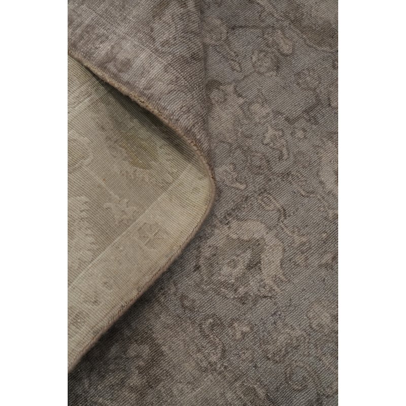 Hand-knotted Transitional Silk Carpet Grey Oushak Rug Floral Oriental Area Rug - 8' 0'' X 5' 7''