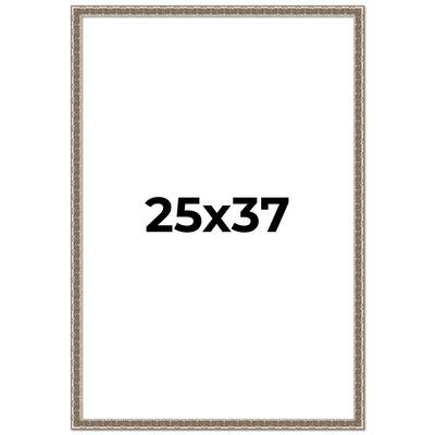 25x37 Frame Silver Versailles Ornate Solid Wood Picture Frame | 1 Inch