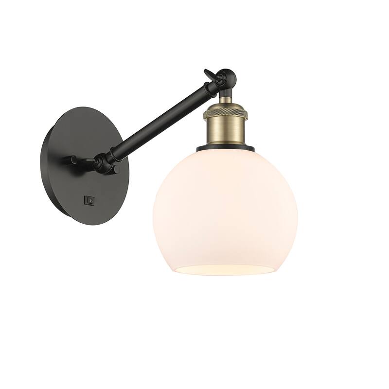 Innovations Lighting 317-1W-12-6 Athens Sconce Athens 12" Tall Wall - Black Antique Brass / Matte White